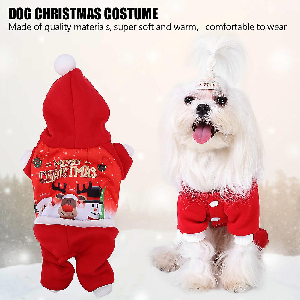 Fashionable Hooded Pet Costume Dogs Parties Christmas Clothes Warm Winter Coat For Xmas(l)