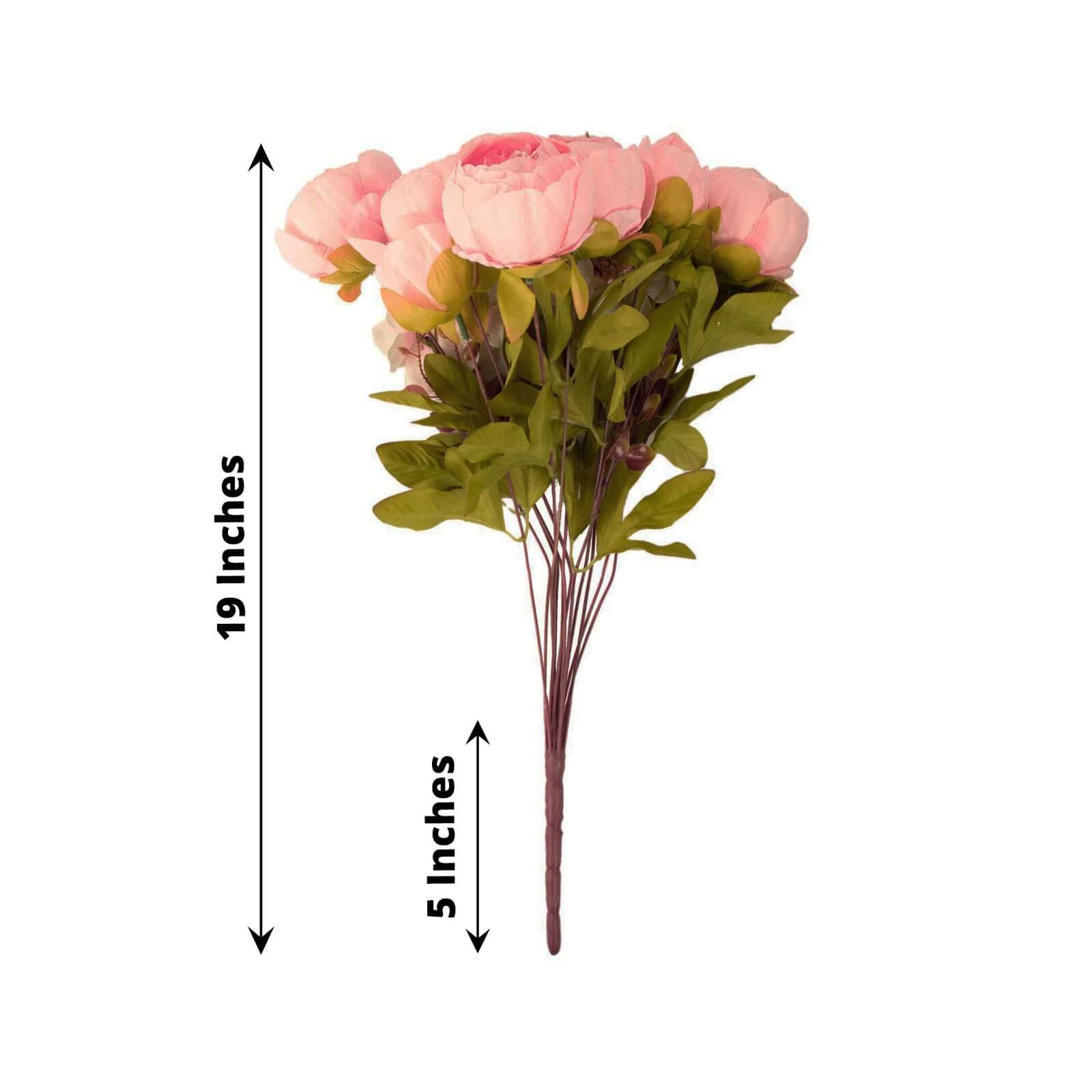 2 Pack Pink Artificial Peony Flower Wedding Bouquets, Faux Silk Flower Arrangements 19