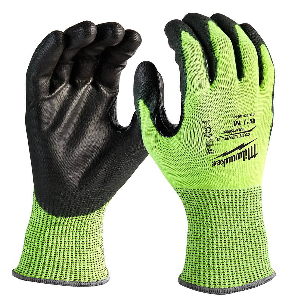 MW X-Large High Visibility Level 4 Cut Resistant Polyurethane Dipped Work Gloves (12-Pack) 48-73-8943B