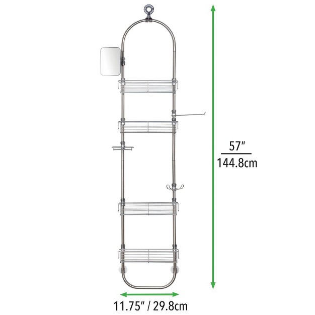 Mdesign Metal Bathroom Shower Caddy Station Brushed Stainless Steel