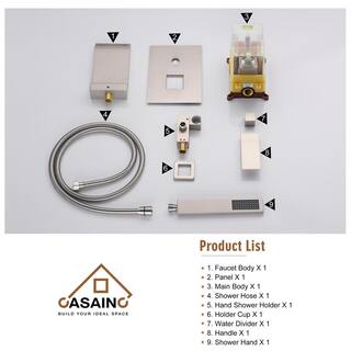 CASAINC Single-Handle 1-Spray Tub and Shower Faucet in Brushed Nickel Valve Included M6502-A-BN