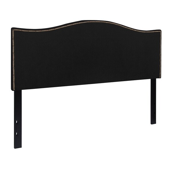 Offex Upholstered Queen Size Headboard with Accent Nail Trim in Black Fabric - - 27413772