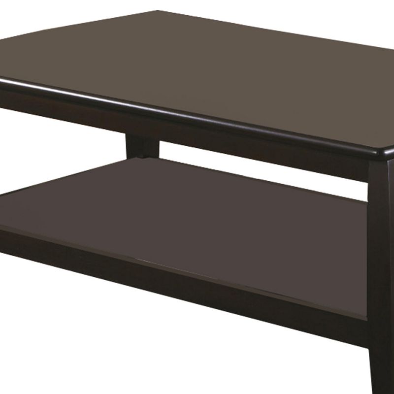 Contemporary Style Wooden Coffee Table With Slightly Rounded Shape， Dark Brown