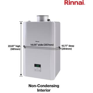 Rinnai High Efficiency Non-Condensing 9.8 GPM Residential 199000 BTU Interior Natural Gas Tankless Water Heater RE199iN