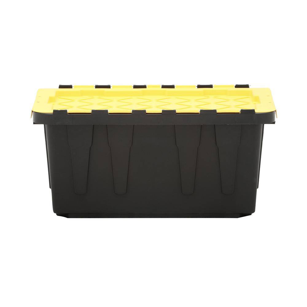 HDX 17 Gal. Flip Top Storage Tote in Black and Yellow 206151