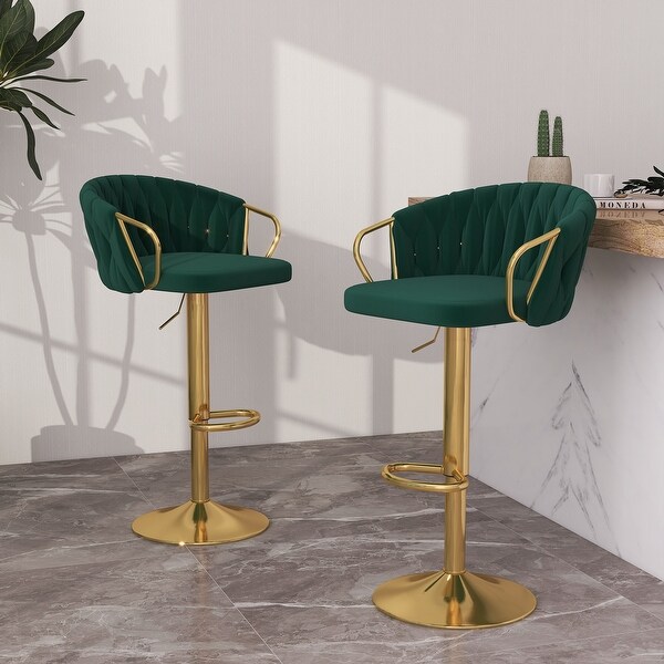 2 Set Counter Height Velvet Bar Stools