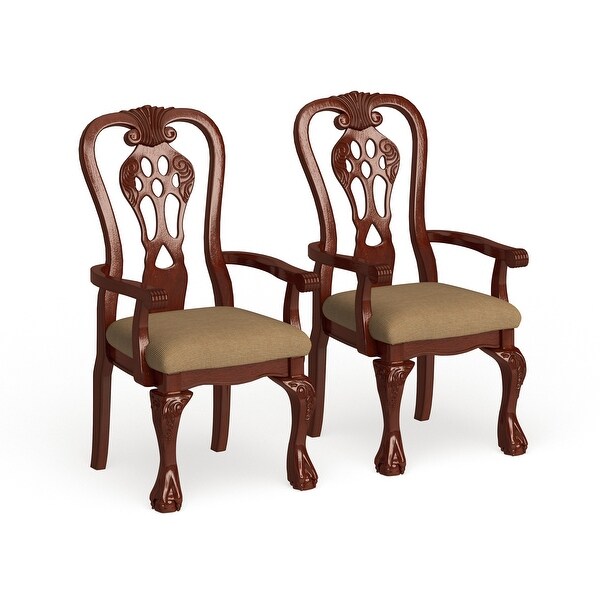 Harper Traditional Cherry Wood Dining Arm Chairs (Set of 2) by Furniture of America