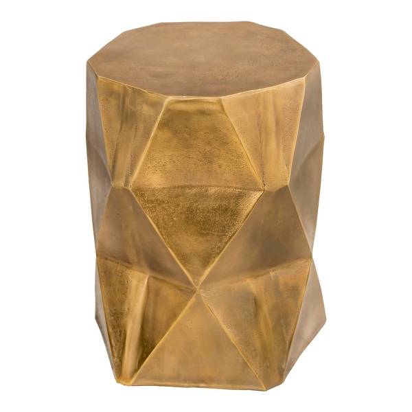 Aurelle Home Modern Brass Plated Cast Aluminum Geometric Side Table