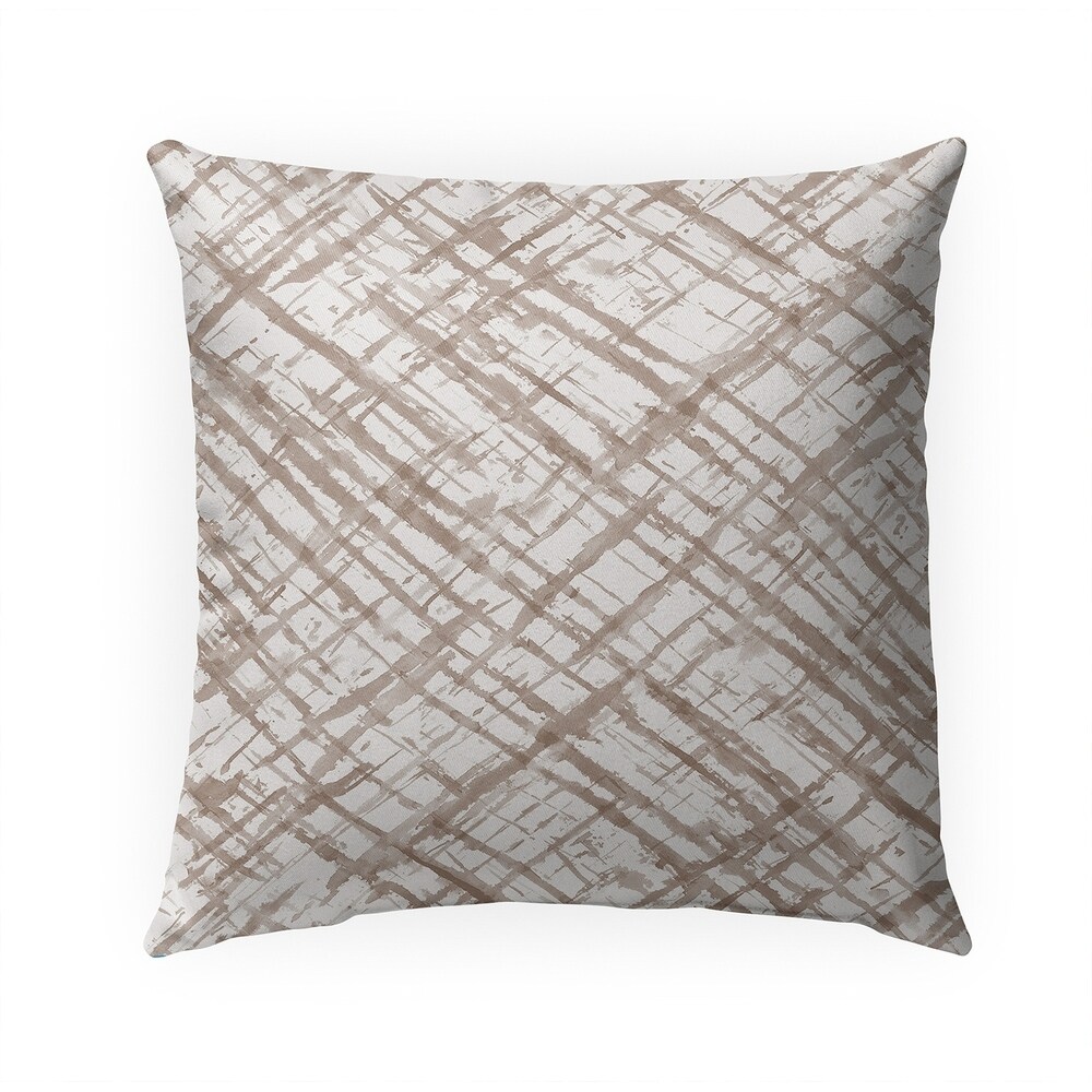 WATERCOLOR CRISS CROSS BEIGE IndoorOutdoor Pillow By Kavka Designs   18X18