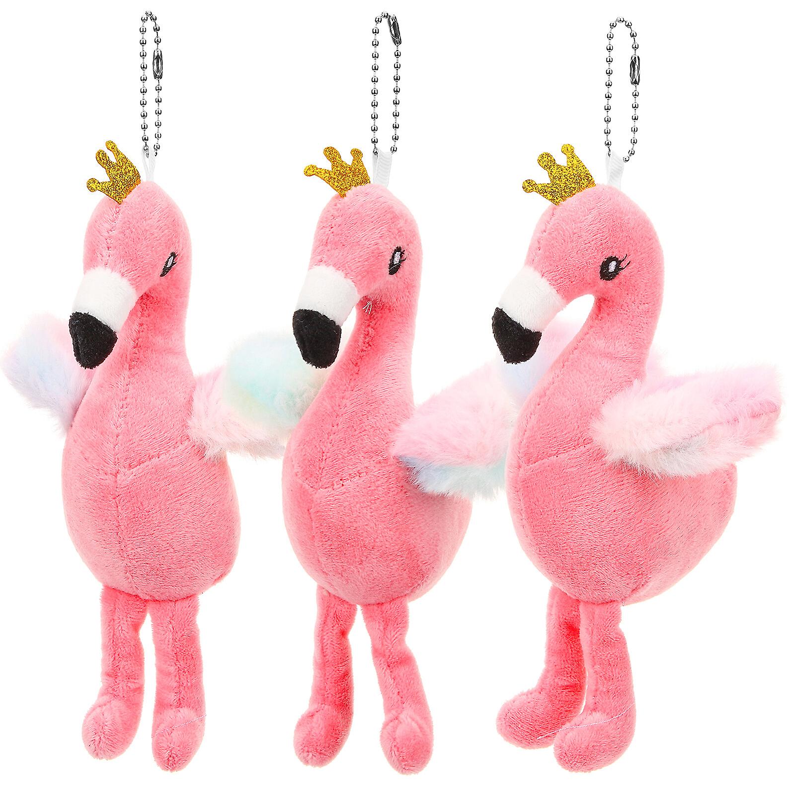 3pcs Plush Flamingo Stuffed Animal Pendant Key Chain Pendants Bag Hanging Pendants