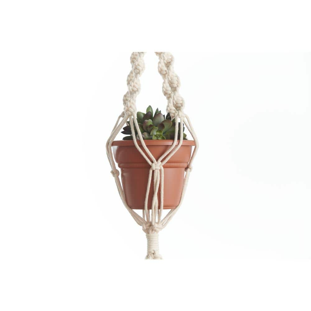 Primitive Planters 56 in. Woven Cotton Mini Triple Plant Hanger 9437