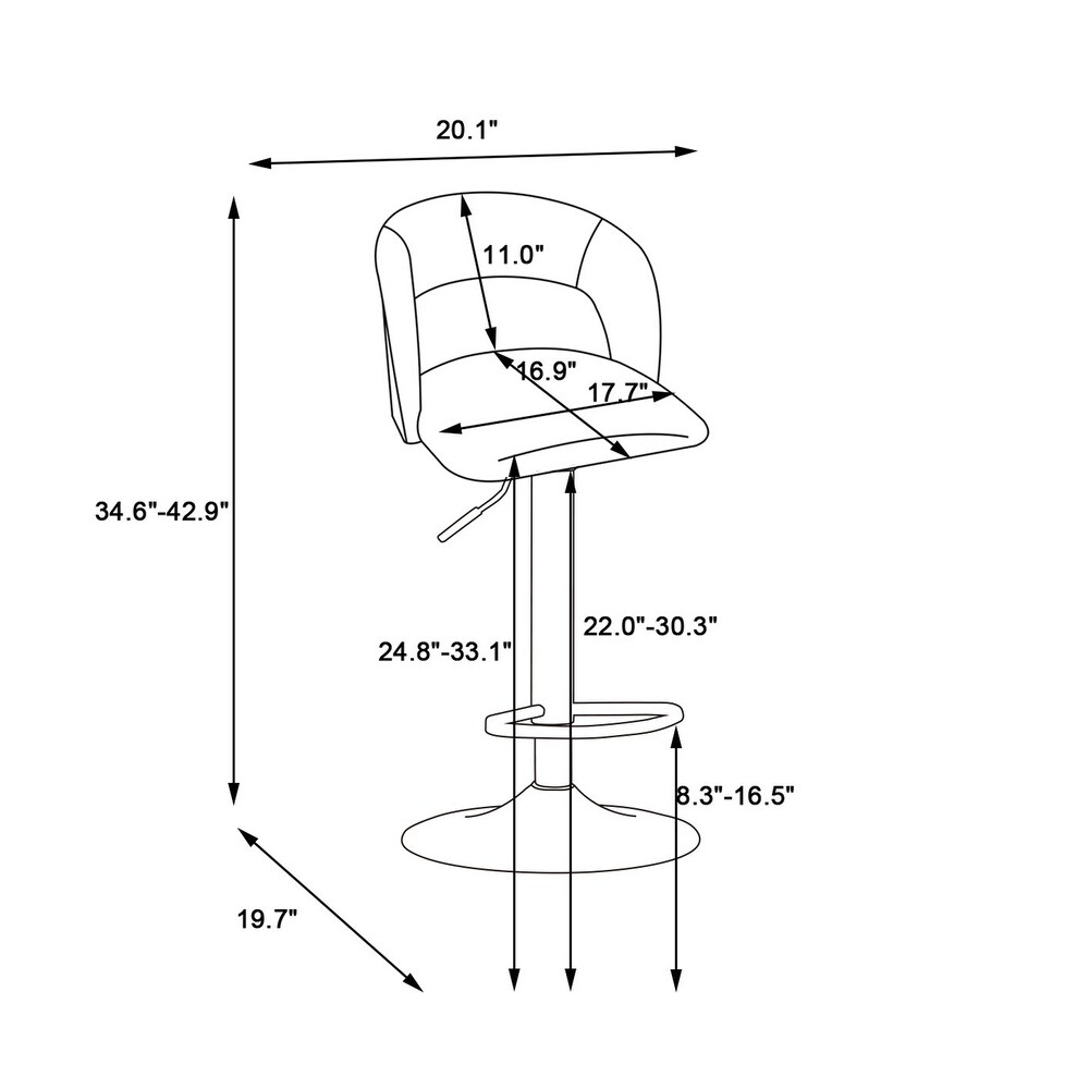 Bar Chairs Adjustable Tufted Stool with Back  Footrest