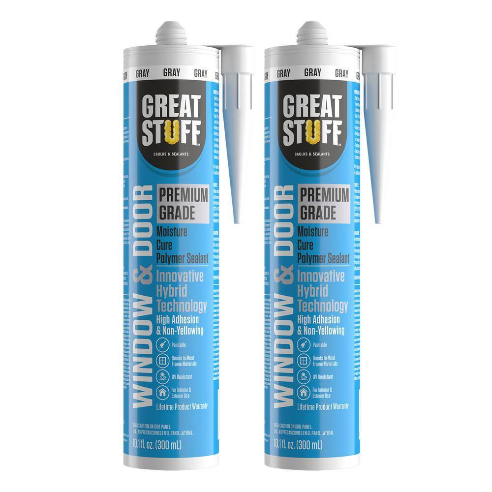 GREAT STUFF 10.1 fl. oz. Gray Premium Window and Door Hybrid Polymer Sealant (2-Pack) 99DOOR3038X02