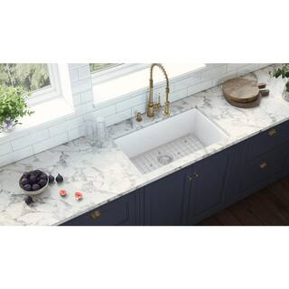 Ruvati 30 in. Single Bowl Dualmount Fireclay Kitchen Sink in White RVL3030WH