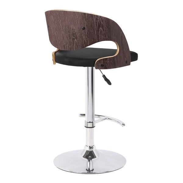 Malibu Swivel Barstool with Walnut Veneer and Chrome Base