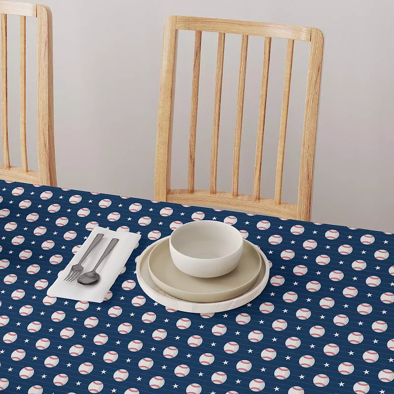 Square Tablecloth， 100% Polyester， 60x60， Baseball Stripe