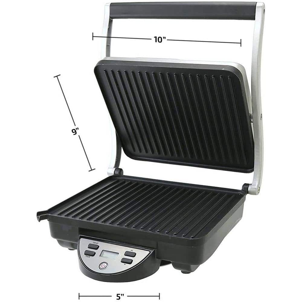 OVENTE GP1000BR 1500 W Brushed Nickel Non-Stick Panini Press GP1000BR