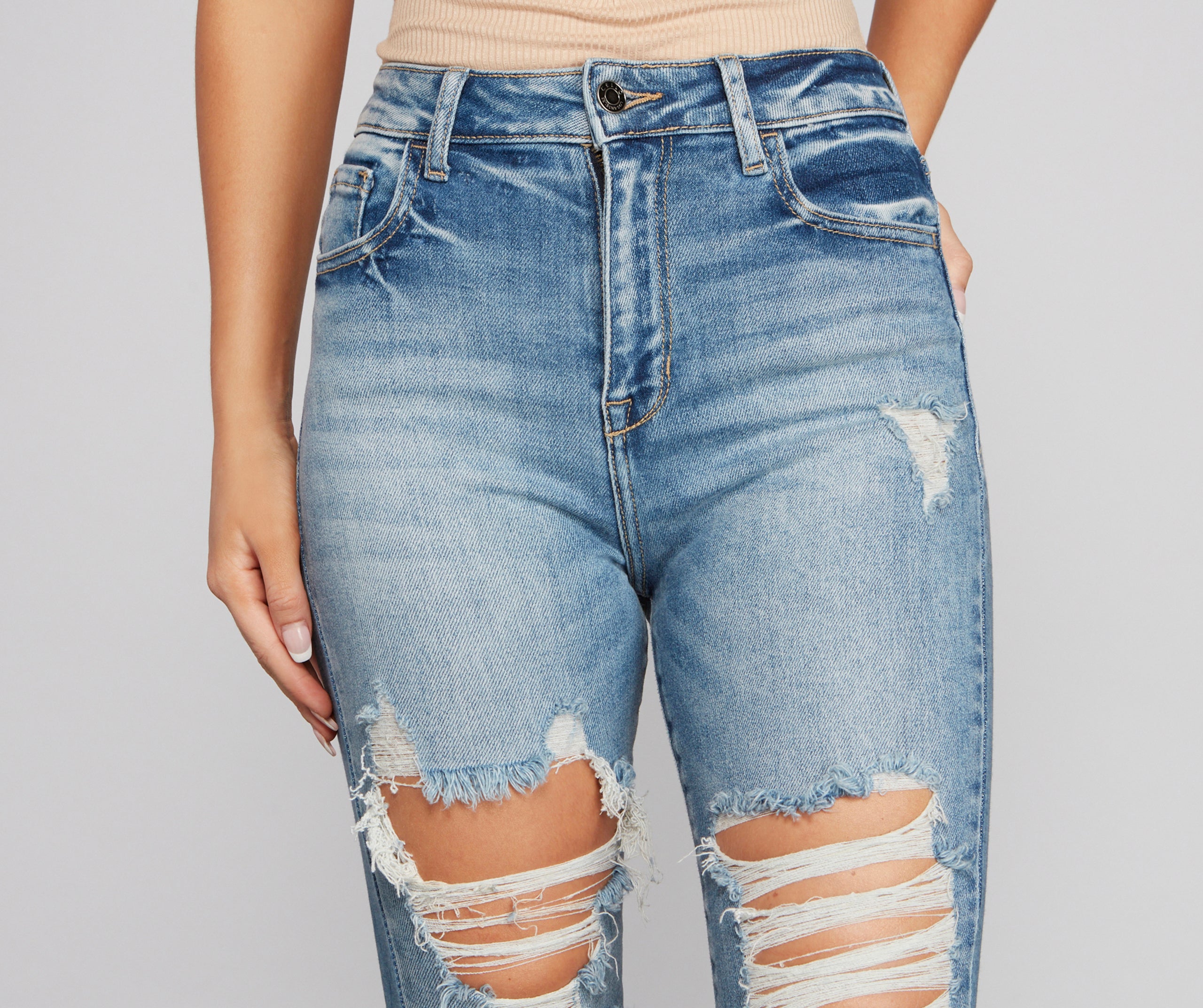 Girl Next Door Destructed Skinny Jeans