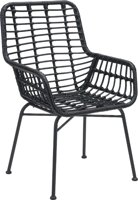 Pair of Black Modern Patio Dining Chairs - Lyon