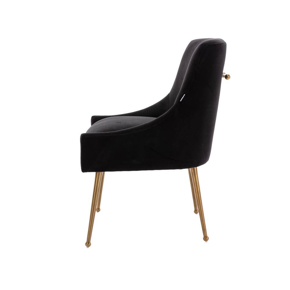 HOMEFUN Black Modern Velvet Upholstered Dining Chair with Metal Legs HFHDSN-120BK