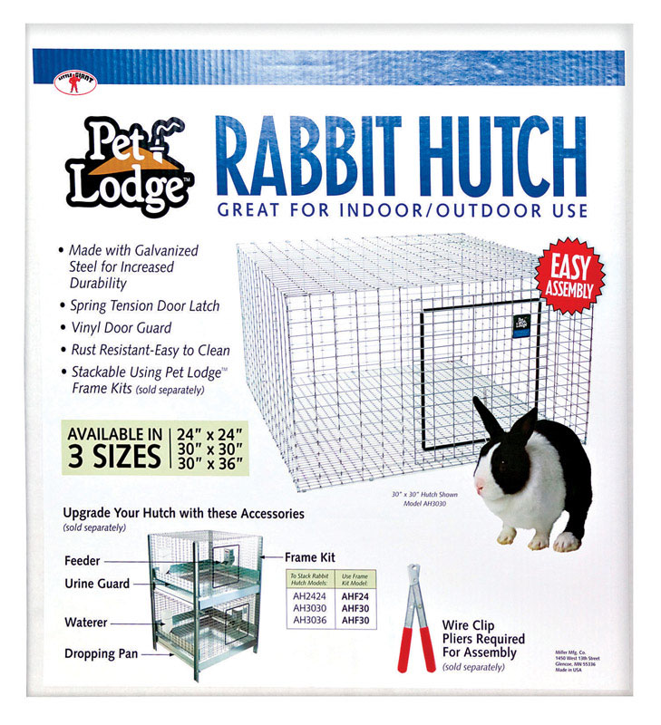 Pet Lodge Galvanized Steel Rabbit Hutch Silver 16 in. H X 24 in. W X 24 in. D