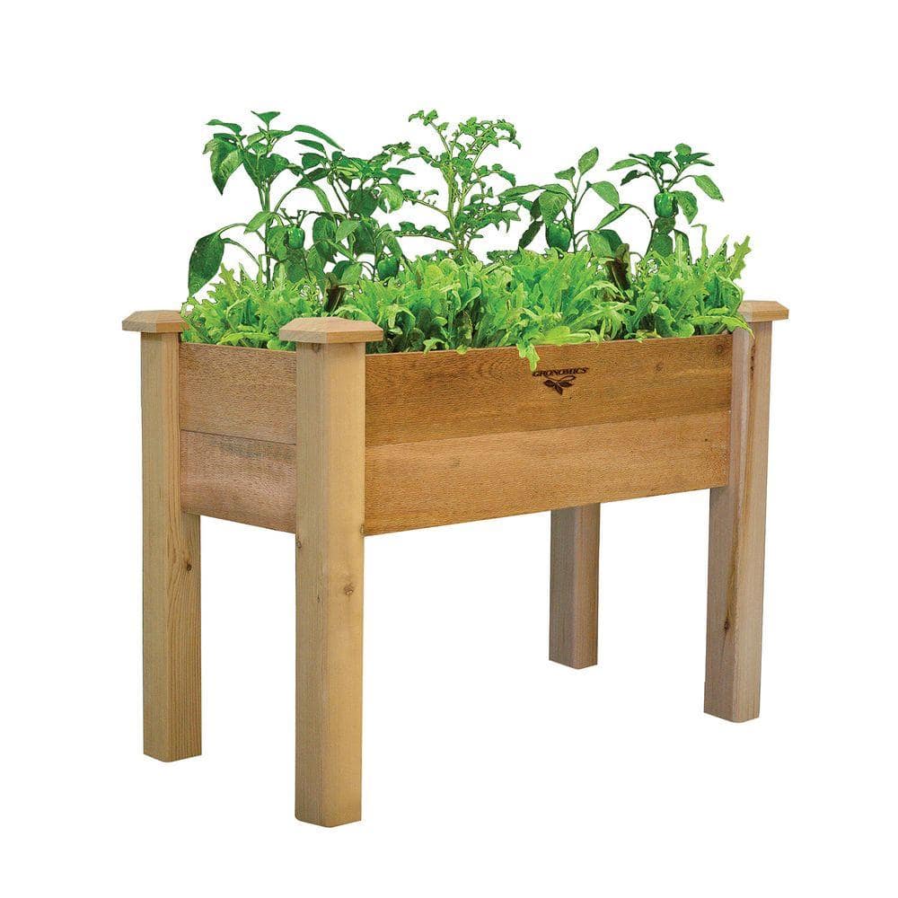 Gronomics 18 in. x 34 in. x 32 in. - 10 in. D Rustic Raised Garden Bed REGB 18-34