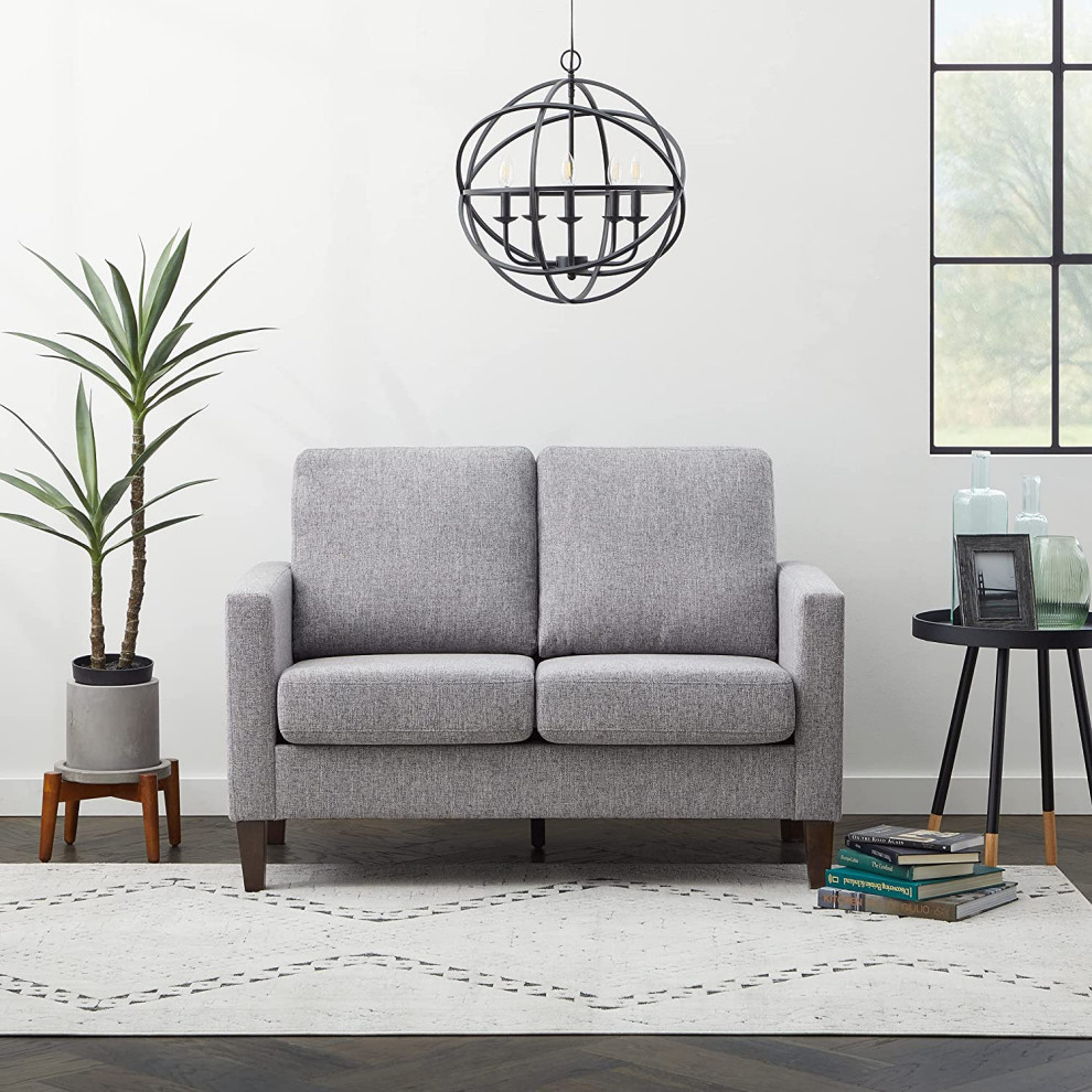 Modern Loveseat  Tapered Legs With Cushioned Seat and Track Arms   Traditional   Loveseats   by Declusia  Houzz