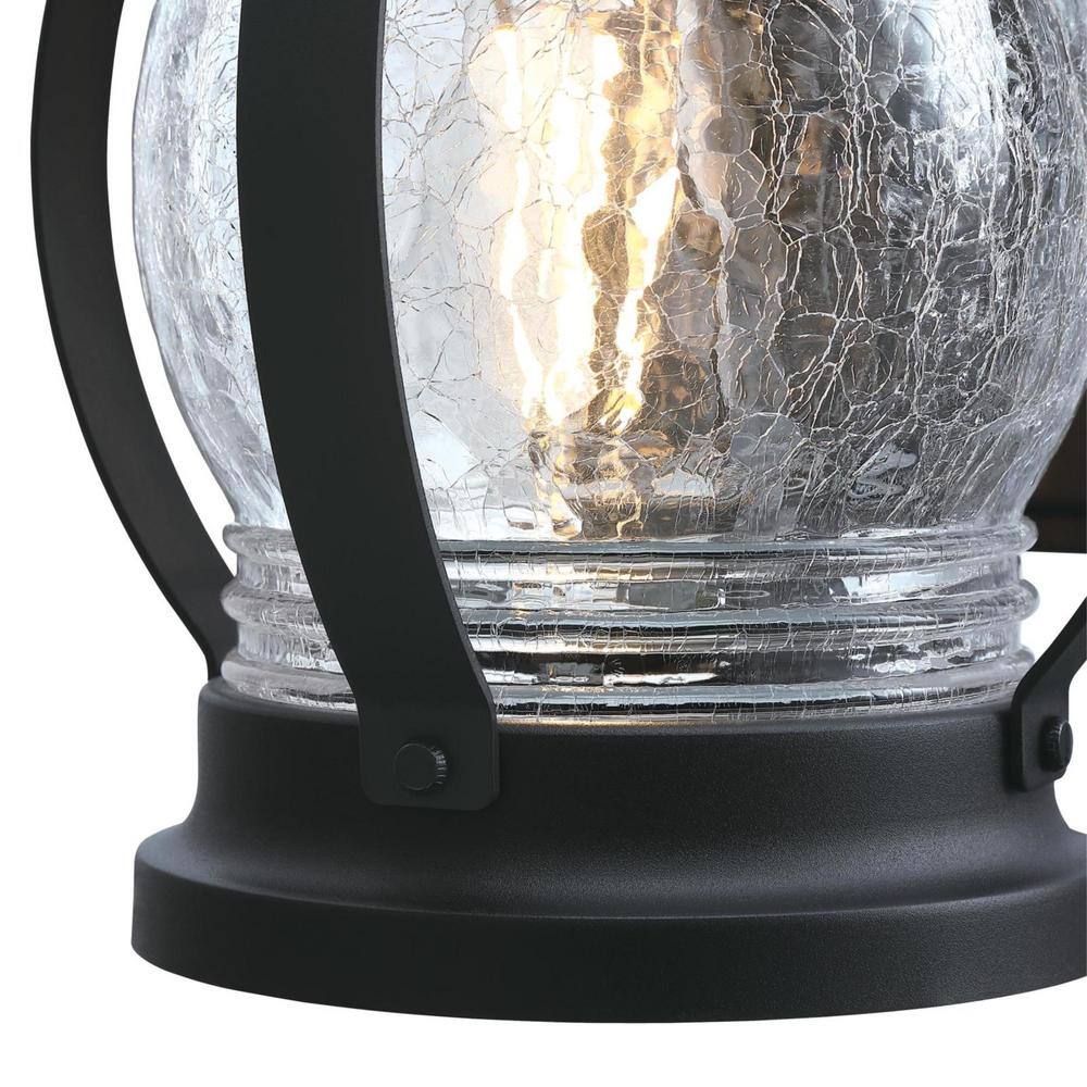 Westinghouse Canyon 1-Light Textured Black Outdoor Wall Mount Lantern with Clear Crackle Glass Dusk to Dawn Sensor 6120400