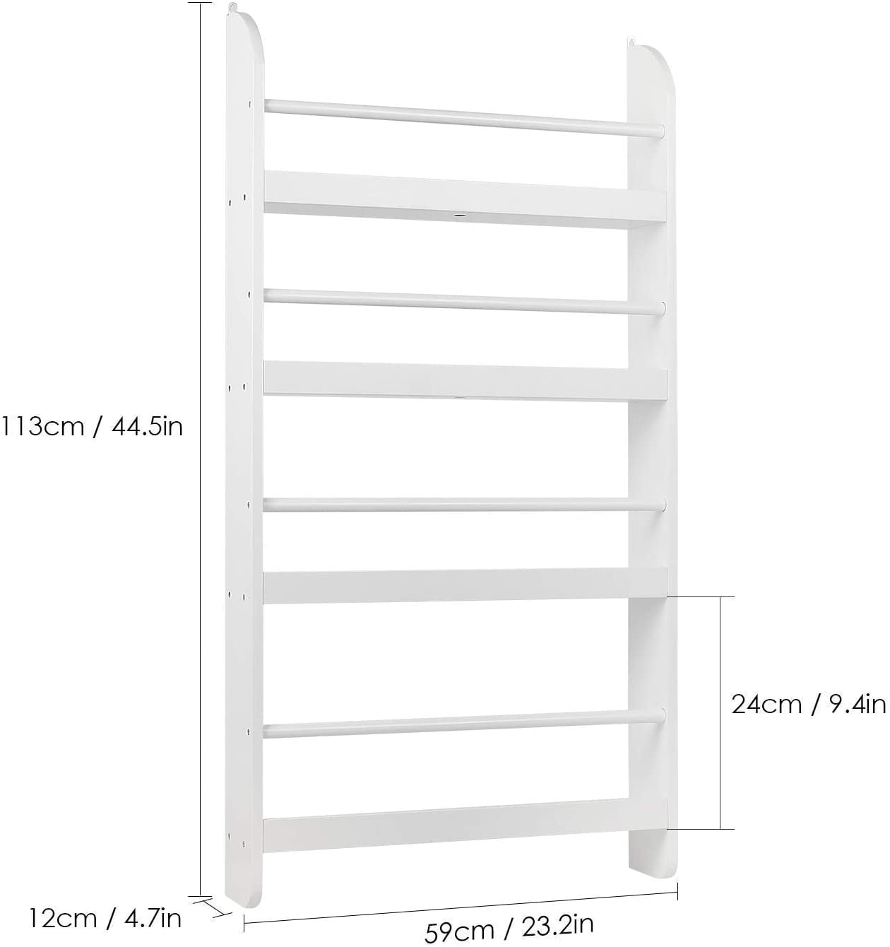 Homfa 4-Tier Bookshelf, Wall Mounted Kid Bookshelf Storage Rack,  Organizer Stand for Books Toys for Bedroom, White