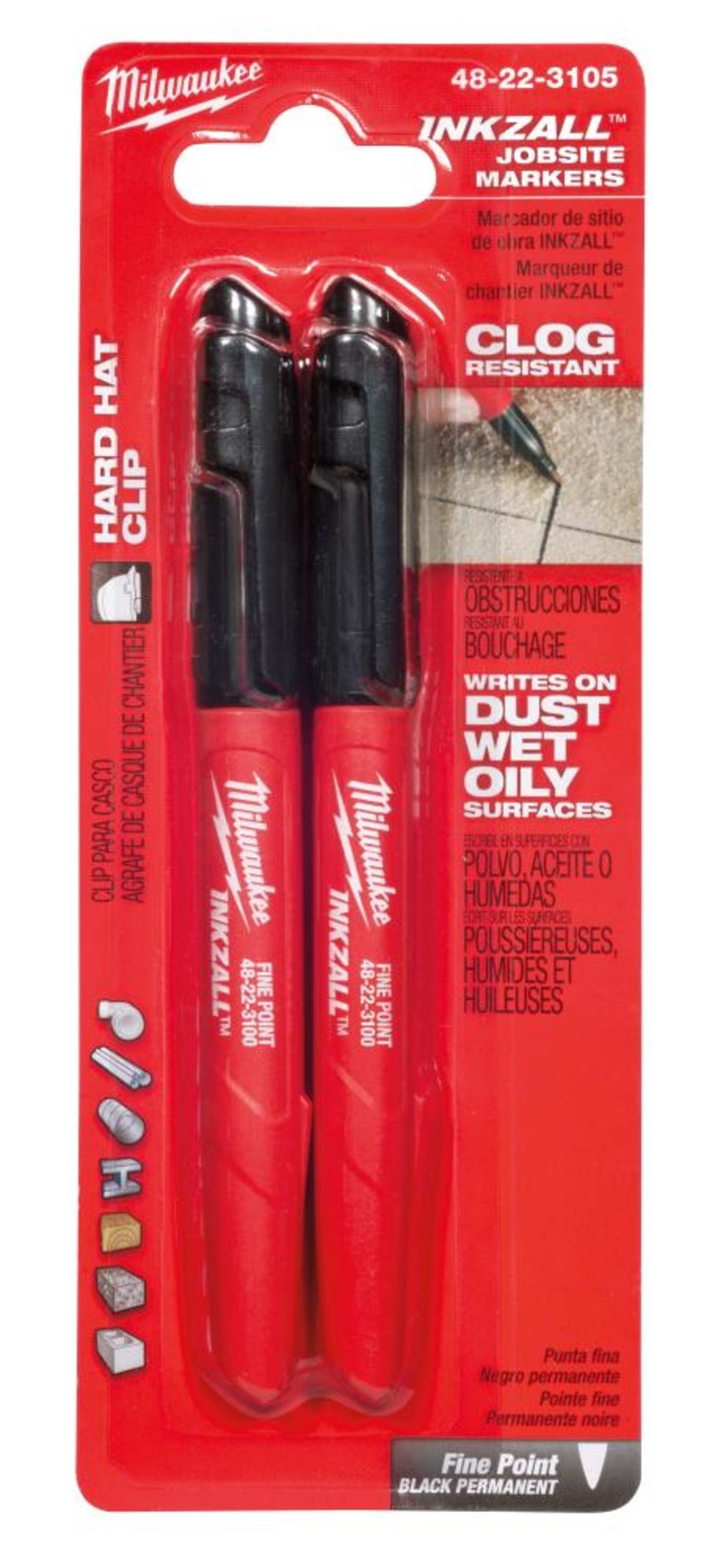 Milwaukee INKZALL Fine Point Black Marker (2-Pack) 48-22-3105 from Milwaukee