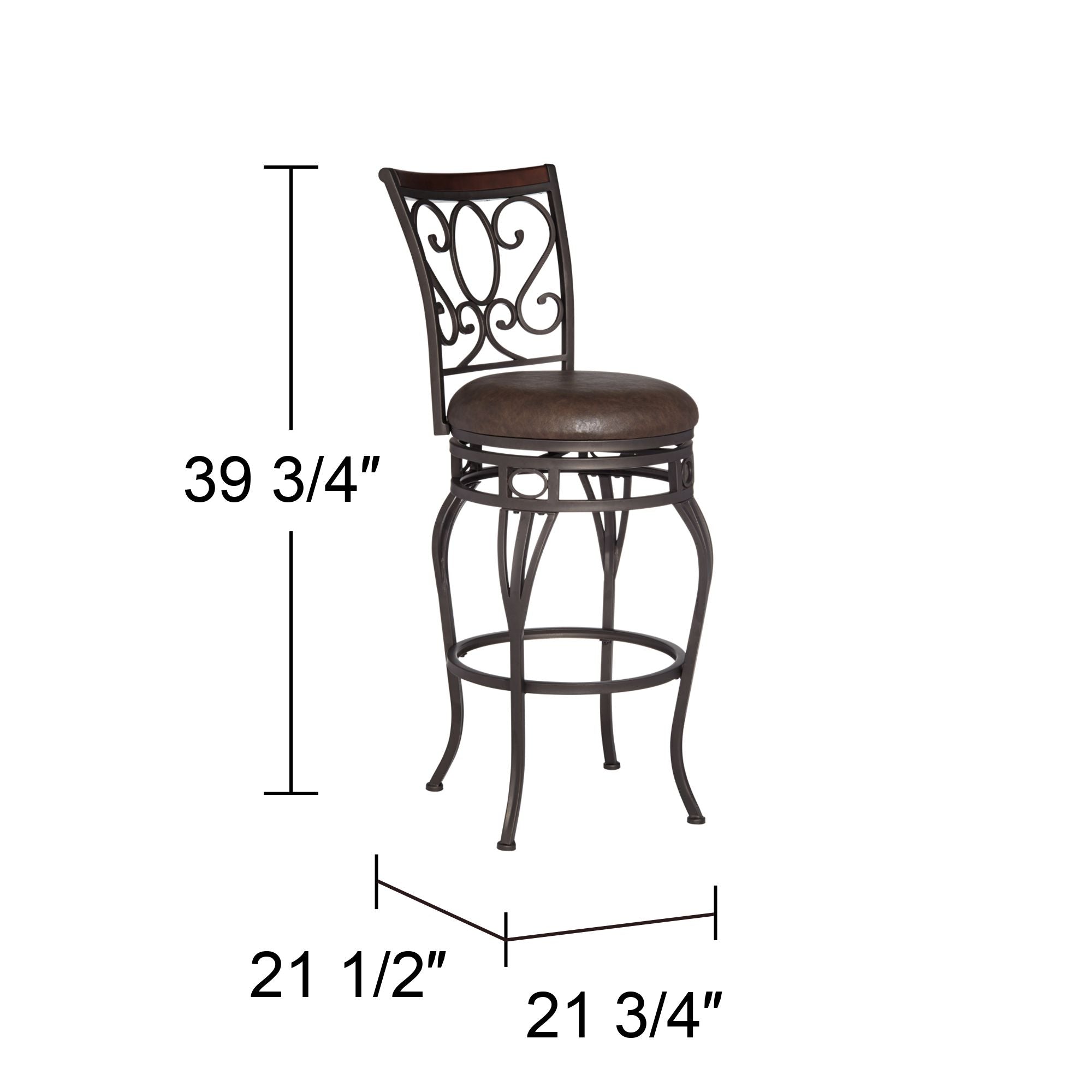 Kensington Hill Bronze Metal Swivel Bar Stool Brown 26 1/2 High Traditional with Backrest Footrest Kitchen Counter Height Island