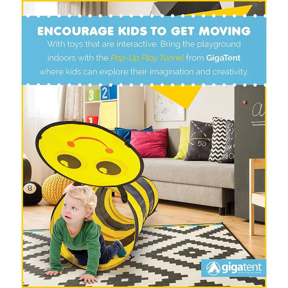 GigaTent 72 in. L Yellow Bee Play Tunnel CT035