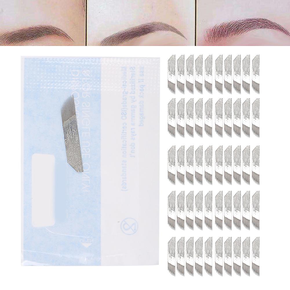 50pcs Tattoo Needle Microblading Eyebrow Tattoo Fast Coloring Needle Blade Accessorycurved Microblading 18 Pin