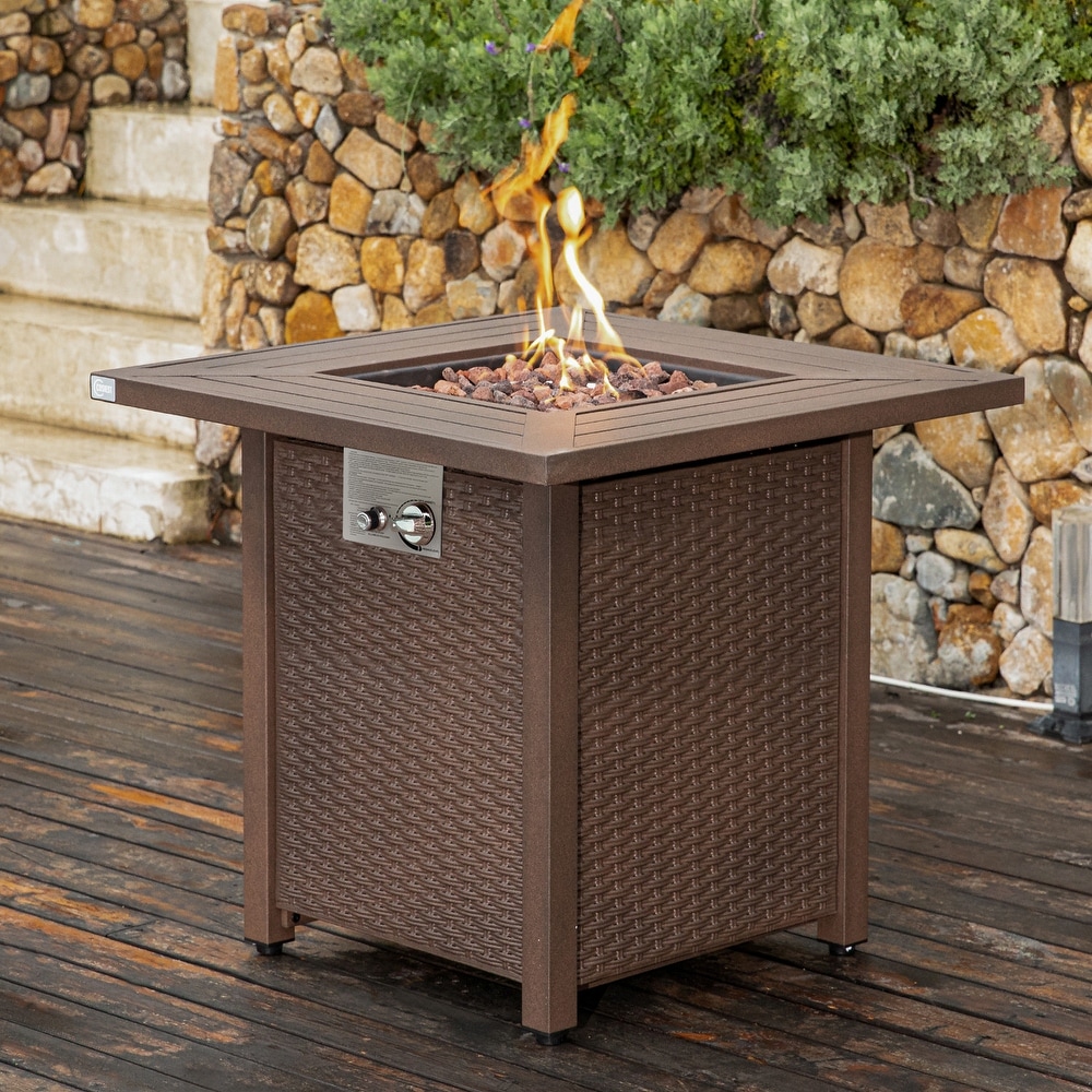 COSIEST 40 000 BTU Outdoor 28 inch Square Metal Fire Table