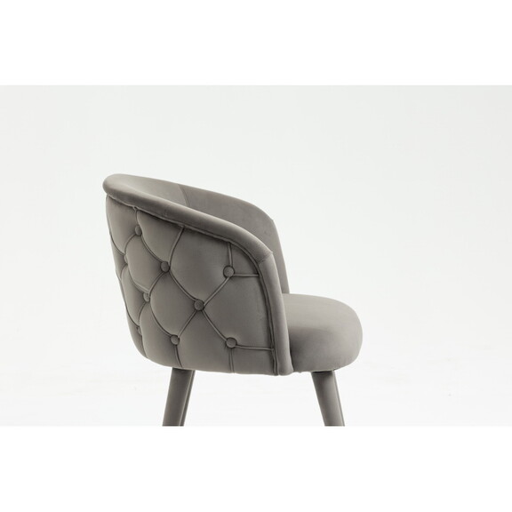 Set of 2 Gray Velvet Upholstered Dining chair with...