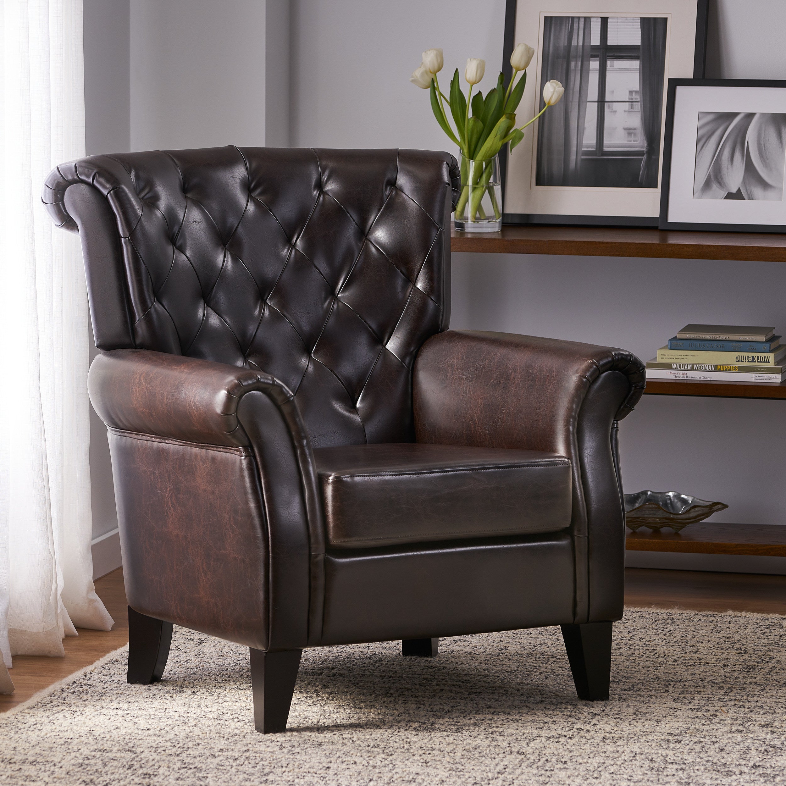 Solvang Contemporary Tufted Leather Club Chair