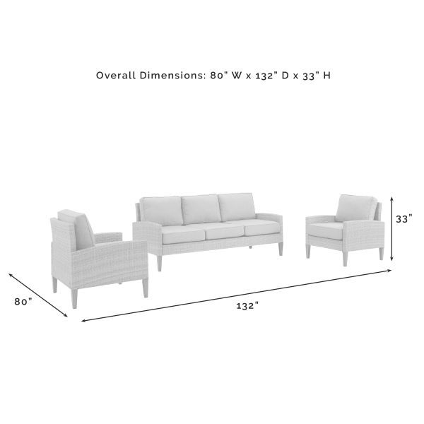 Capella Outdoor Wicker 3Pc Sofa Set