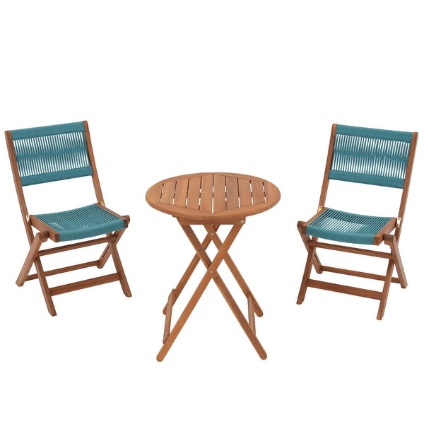 3piece Folding Wood Patio Bistro Set