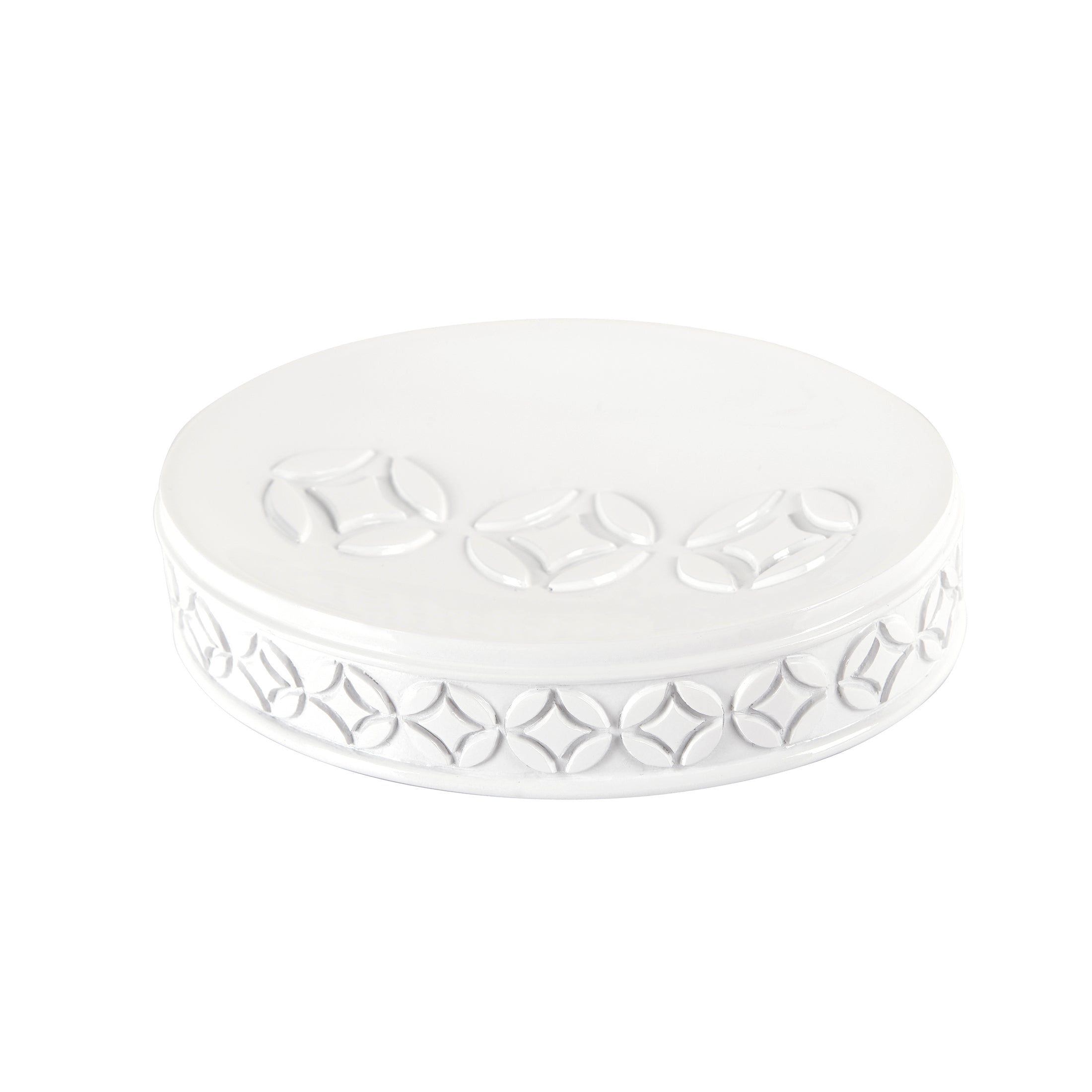 Allure Home Creations Cayden 4 Piece Embossed Resin Bath Accessories Set， White