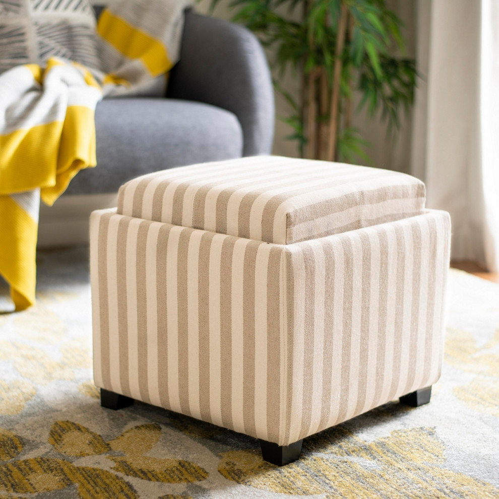 Sara Single Tray Otttoman Cream/Tan/Black   Transitional   Footstools And Ottomans   by Rustic Home Furniture Deco  Houzz