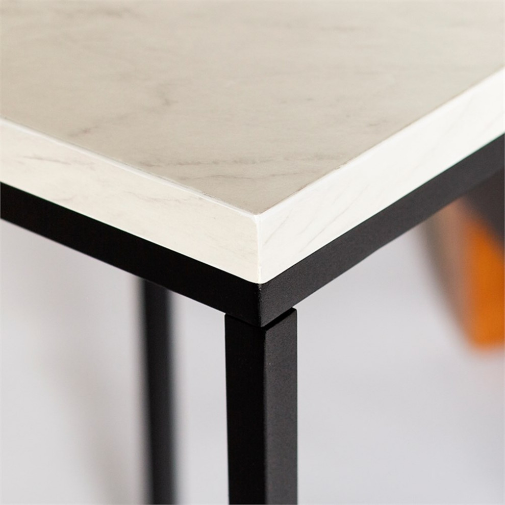 Home Square  Faux Marble Side Table in White and Black   Set of 2   Transitional   Side Tables And End Tables   by Homesquare  Houzz