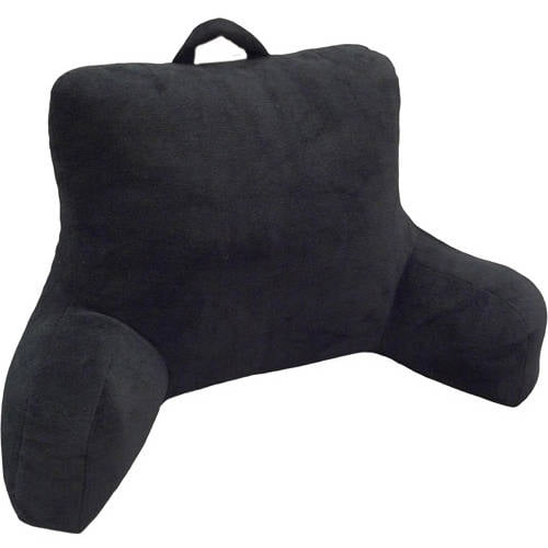 Mainstays Micro Mink Plush Backrest Lounger Pillow， Rich Black Poly Micro Mink