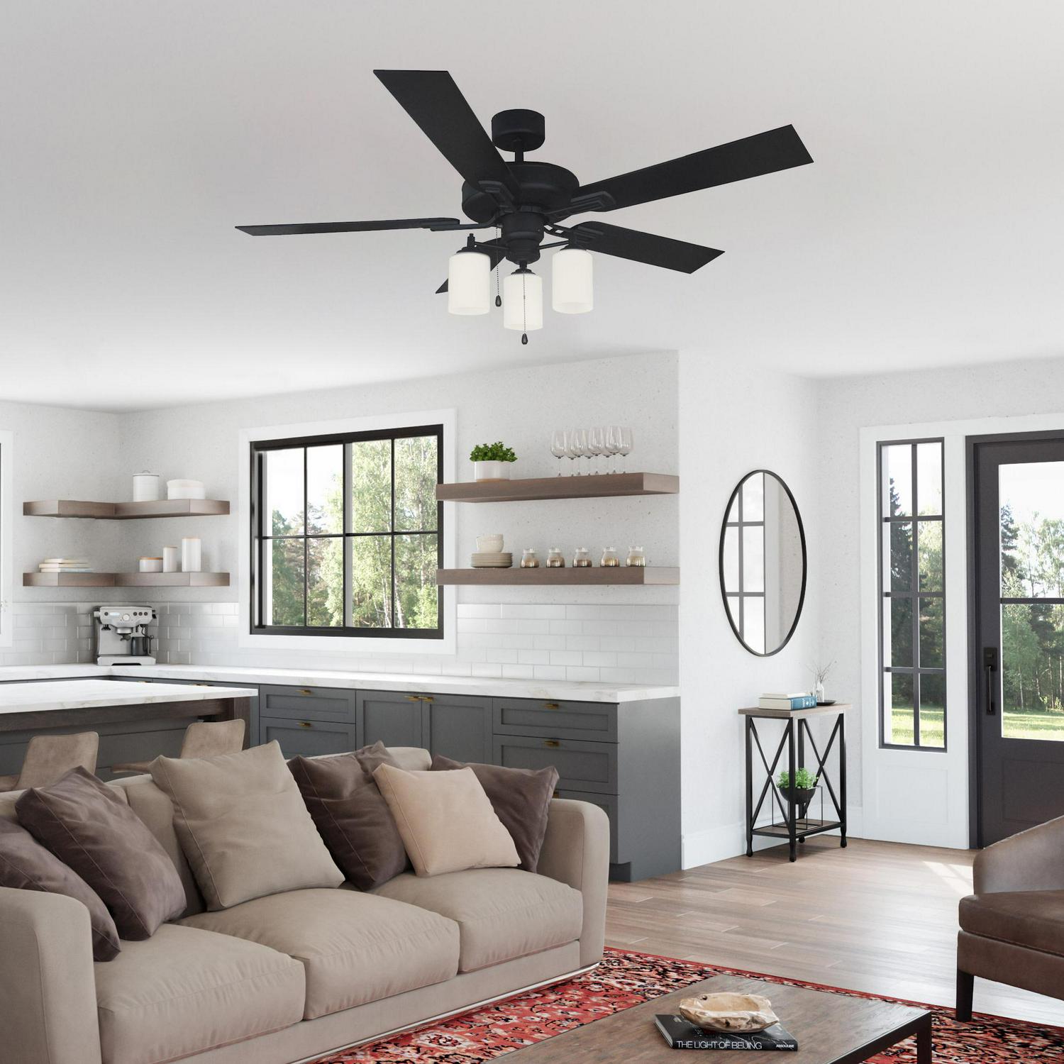 Design House Aubrey LED Ceiling Fan in Matte Black， 52-Inch