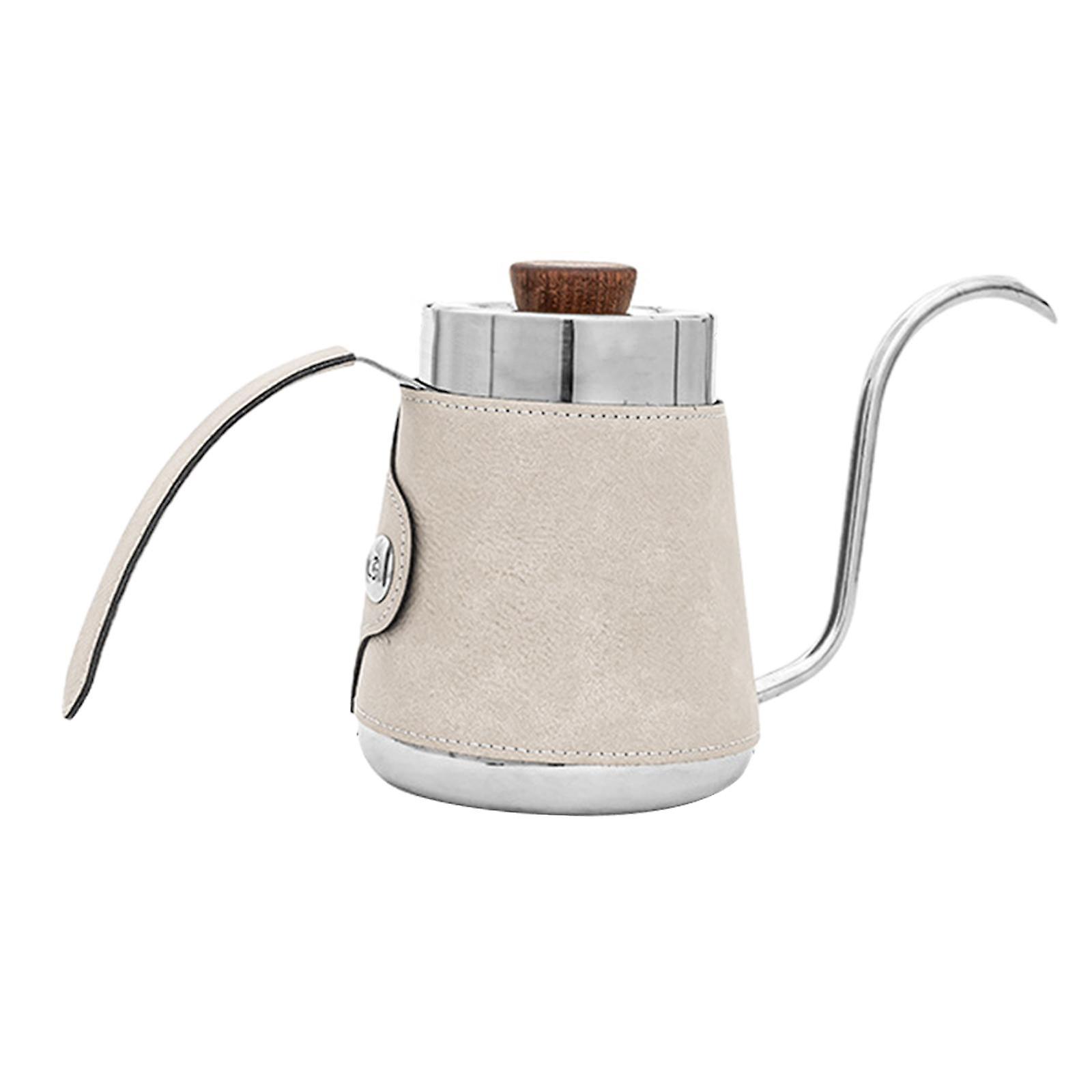 Pour Over Drip Pot 600ml Gooseneck Coffee Kettle For Hotel Entertain Camping Beige