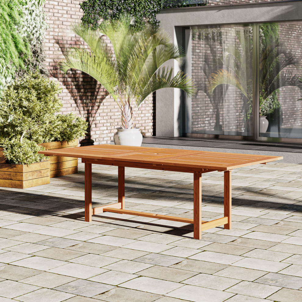 Amazonia Eucalyptus 9 Piece Outdoor Extendable Rectangular Dining Set   Midcentury   Outdoor Dining Sets   by Amazonia  Houzz