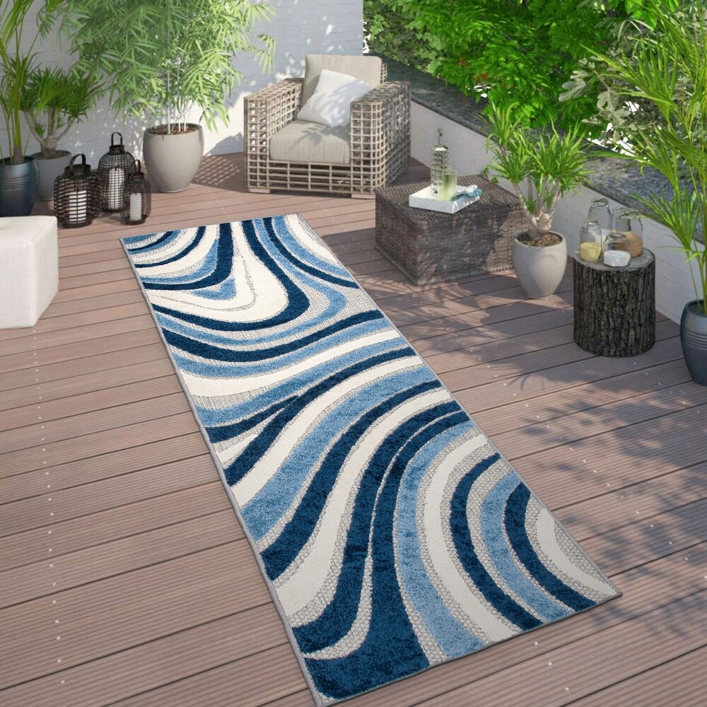 World Rug Gallery Modern Waves Indoor/Outdoor Area Rug