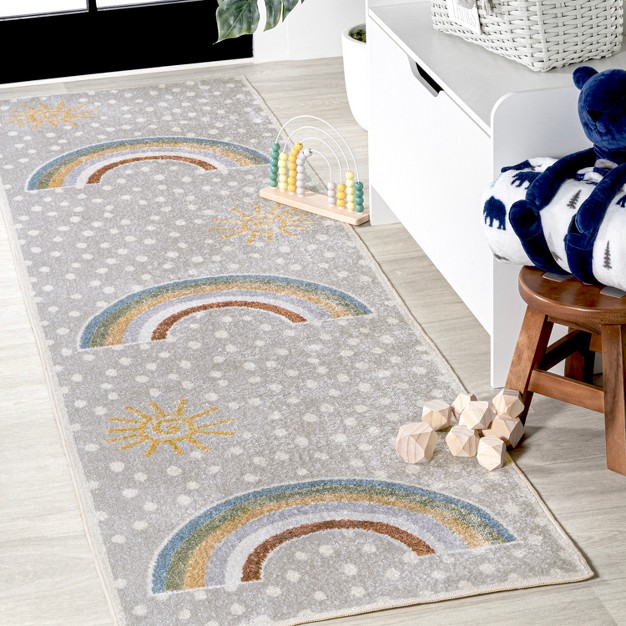 Jonathan Y Minha Rainbow Dot Modern Machine washable Kids amp Novelty Indoor Area Rug