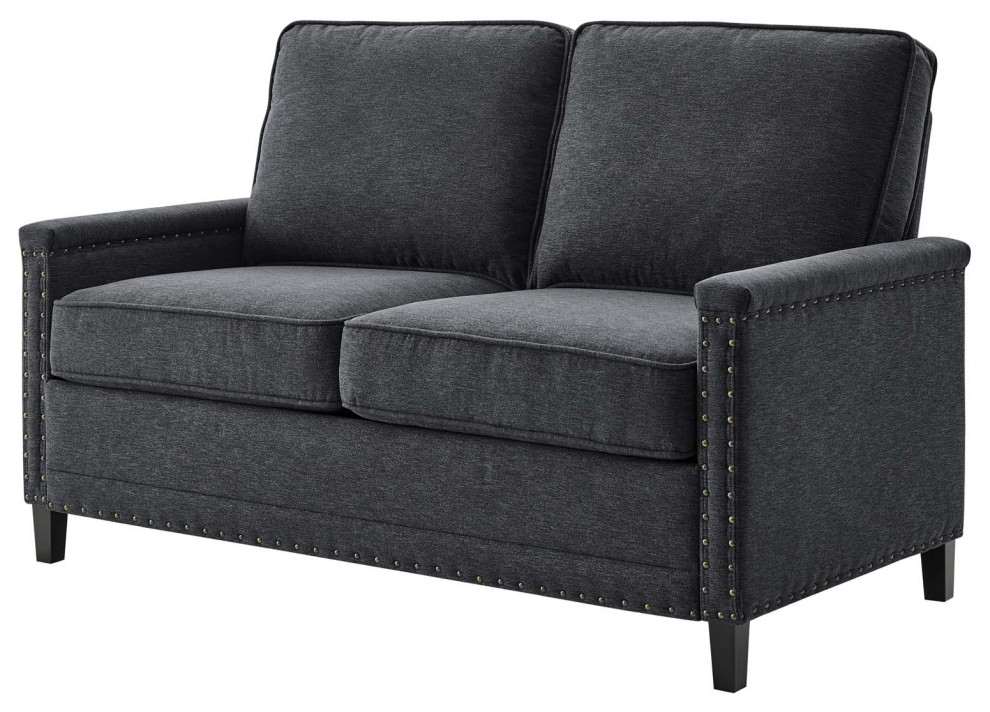 Loveseat Sofa  Fabric  Navy Blue  Modern  Living Lounge Hotel Lobby Hospitality   Transitional   Loveseats   by House Bound  Houzz