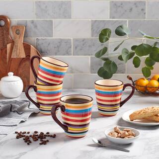 Tabletops Gallery Sedona Stripe 16 oz. Mugs (Set of 4) TTU-M6806-EC