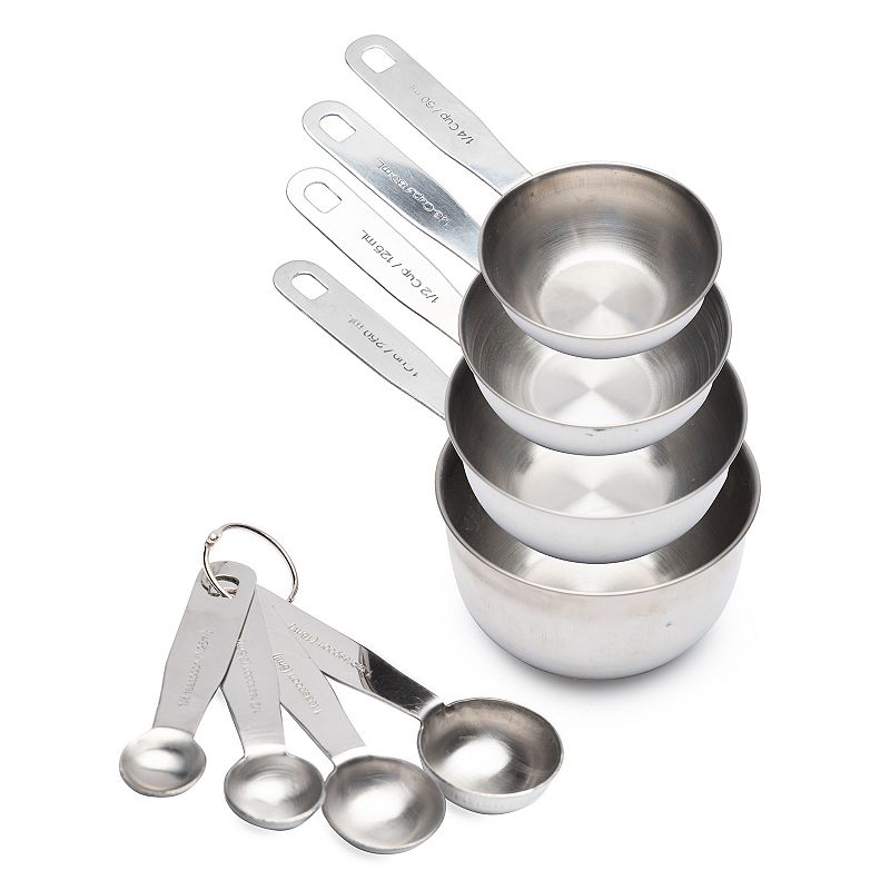 Premium 8 Piece Stainless Steel Measuring Cup and Spoon Set